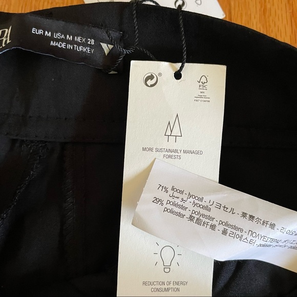 Zara High Waisted Full Length Straight Trouser Pants Black 7385/499 - Picture 3 of 14